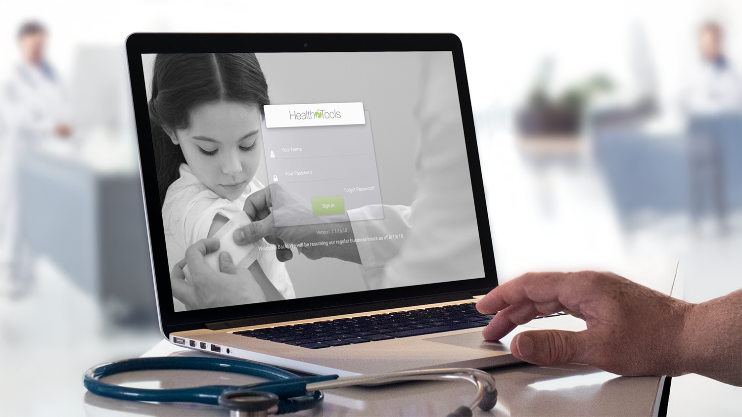 Health eTools application on an iMac being used by a doctor